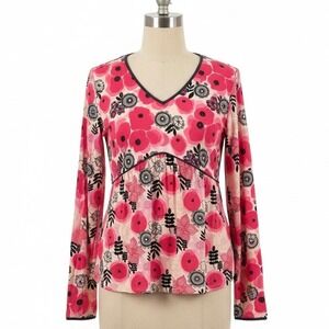 Matilda Jane Make Believe Mistletoe Magic Floral Peasant Tunic Top Small